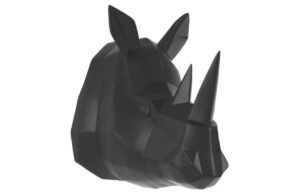 Time for home Černá nástěnná dekorace Origami Rhino