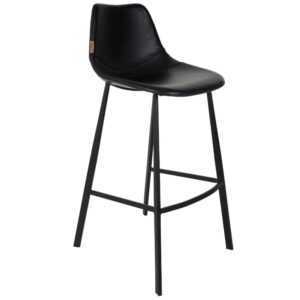 Černá koženková vintage barová židle DUTCHBONE Franky FR 80 cm