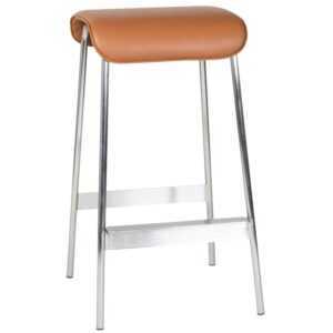 Koňakově hnědá koženková barová židle Hübsch Keavy 75 cm