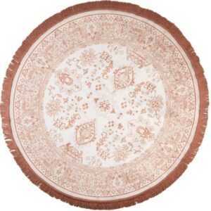 White Label Růžový látkový kulatý koberec WLL REZA 160 cm