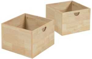Set dvou přírodních dřevěných úložných boxů Kave Home Nunila 36 x 25 cm