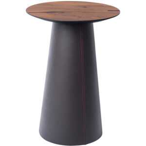 Hnědý dubový odkládací stolek Marco Barotti 45 cm s koženou podnoží