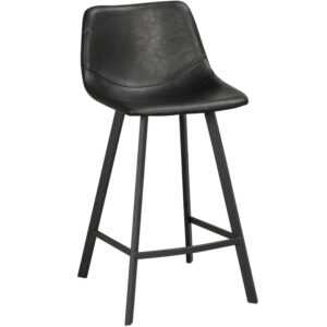 Černá koženková barová židle ROWICO AUBURN 65 cm