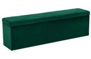 Smaragdově zelená sametová lavice s úložným boxem Windsor & Co Superb 140 cm