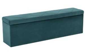 Petrolejově modrá sametová lavice s úložným boxem Windsor & Co Superb 140 cm