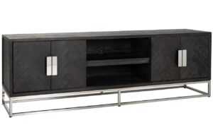 Černo stříbrný dubový TV stolek Richmond Blackbone 185 x 42 cm
