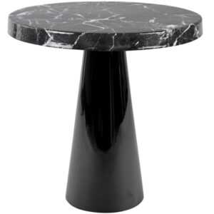 Time for home Černý kovový odkládací stolek Sparks 45 cm s mramorovým vzhledem