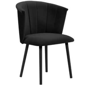 Černá sametová jídelní židle MICADONI JANA s černou podnoží