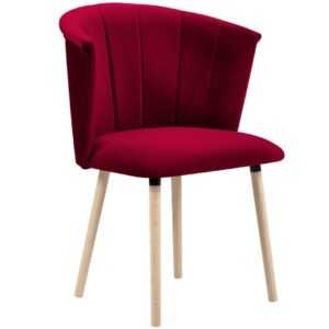 Červená sametová jídelní židle MICADONI JANA