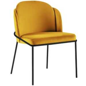 Žlutá sametová jídelní židle MICADONI LIMMEN