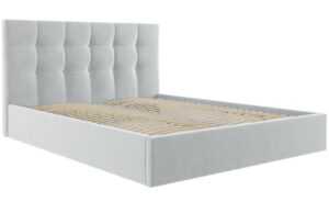 Světle šedá sametová dvoulůžková postel MICADONI Phaedra 140 x 200 cm