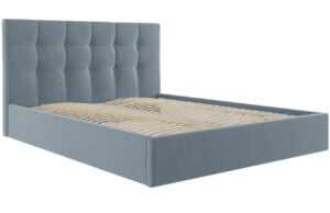 Modrá sametová dvoulůžková postel MICADONI Phaedra 160 x 200 cm