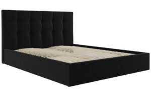 Černá sametová dvoulůžková postel MICADONI Phaedra 160 x 200 cm