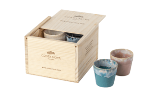 Dřevěný box s 8 barevnými šálky na espresso COSTA NOVA GRESPRESSO 0