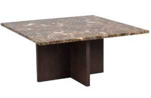 Hnědý mramorový konferenční stolek ROWICO BROOKSVILLE 90 x 90 cm s hnědou podnoží