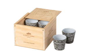 Dřevěný box s 8 šedými šálky na espresso COSTA NOVA GRESPRESSO ECO GRES 0