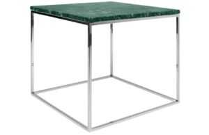 Zelený mramorový konferenční stolek TEMAHOME Gleam 50 x 50 cm s chromovanou podnoží