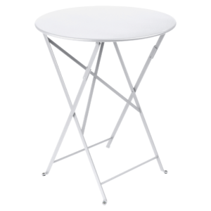 Bílý kovový skládací stůl Fermob Bistro+ Ø 60 cm