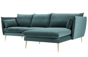 Micadoni Petrolejově modrá sametová rohová pohovka Agate 250 cm