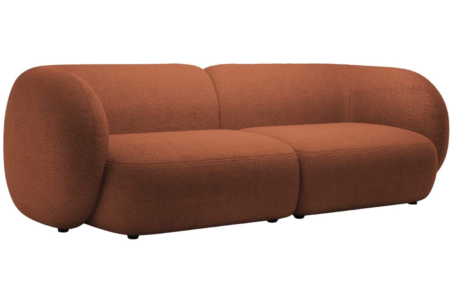 Micadoni Terakotově oranžová bouclé čtyřmístná pohovka Kate 243 cm