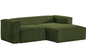 Kave Home Zelená manšestrová rohová pohovka Blok 240 cm