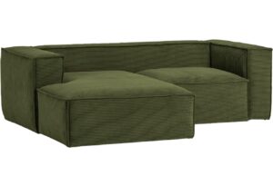 Kave Home Zelená manšestrová rohová pohovka Blok 240 cm