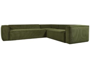 Kave Home Zelená manšestrová rohová pohovka Blok 320 cm