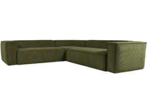 Kave Home Zelená manšestrová rohová pohovka Blok 290 cm