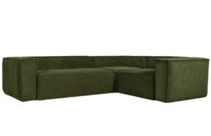 Kave Home Zelená manšestrová rohová pohovka Blok 290 cm