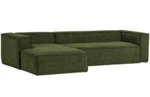 Kave Home Zelená manšestrová rohová pohovka Blok 300 cm