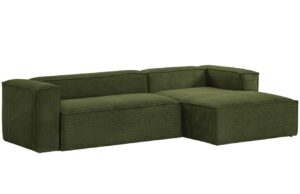 Kave Home Zelená manšestrová rohová pohovka Blok 300 cm