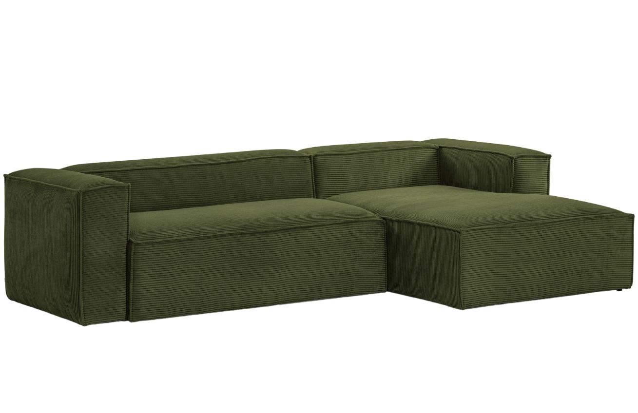 Kave Home Zelená manšestrová rohová pohovka Blok 300 cm