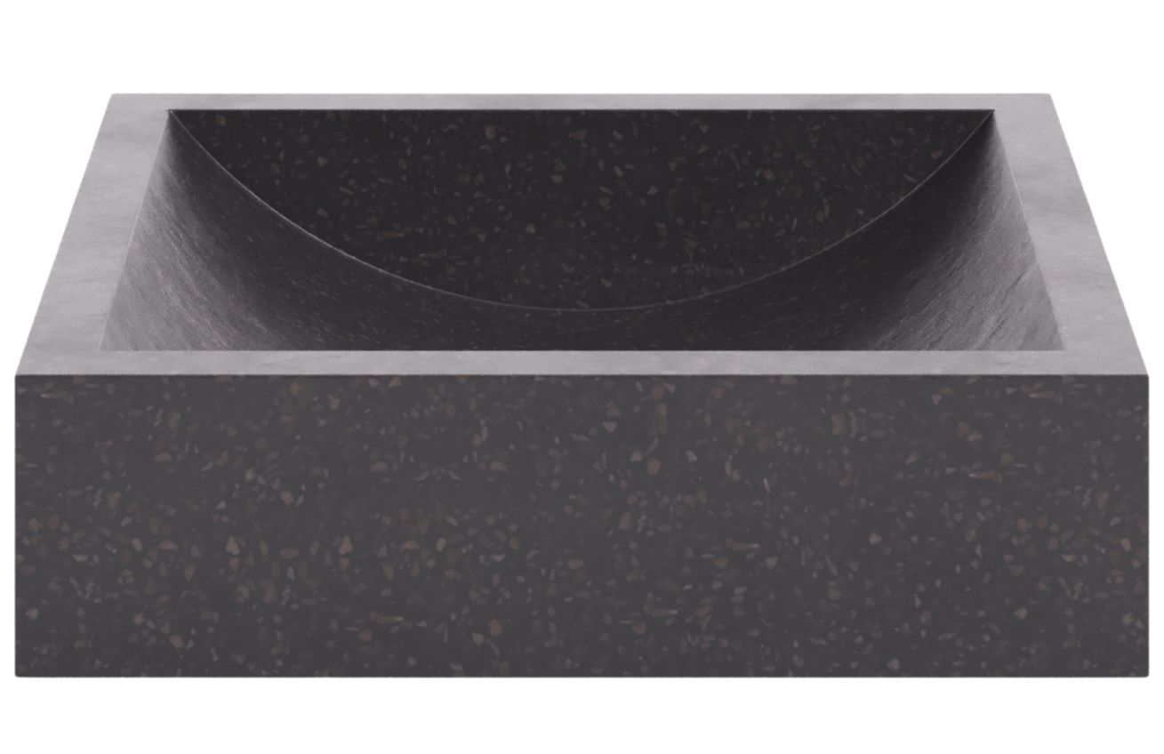 Kave Home Černé hranaté terrazzo umyvadlo na desku Delina 45 x 40 cm