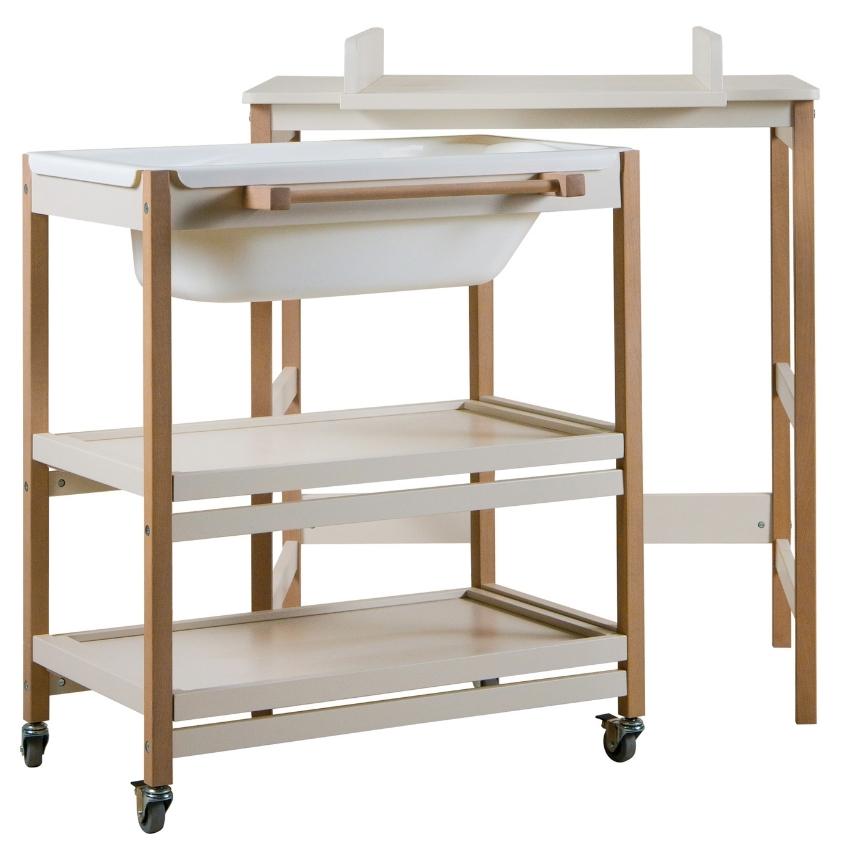 Béžový přebalovací pult s vaničkou Quax Smart 82 x 91 cm