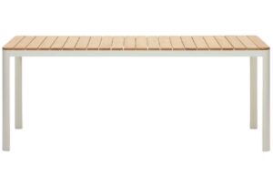 Teakový zahradní jídelní stůl Kave Home Bona s bílou podnoží 200 x 100 cm