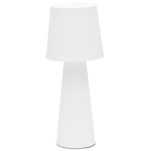 Kave Home Bílá kovová zahradní stolní LED lampa Arenys M