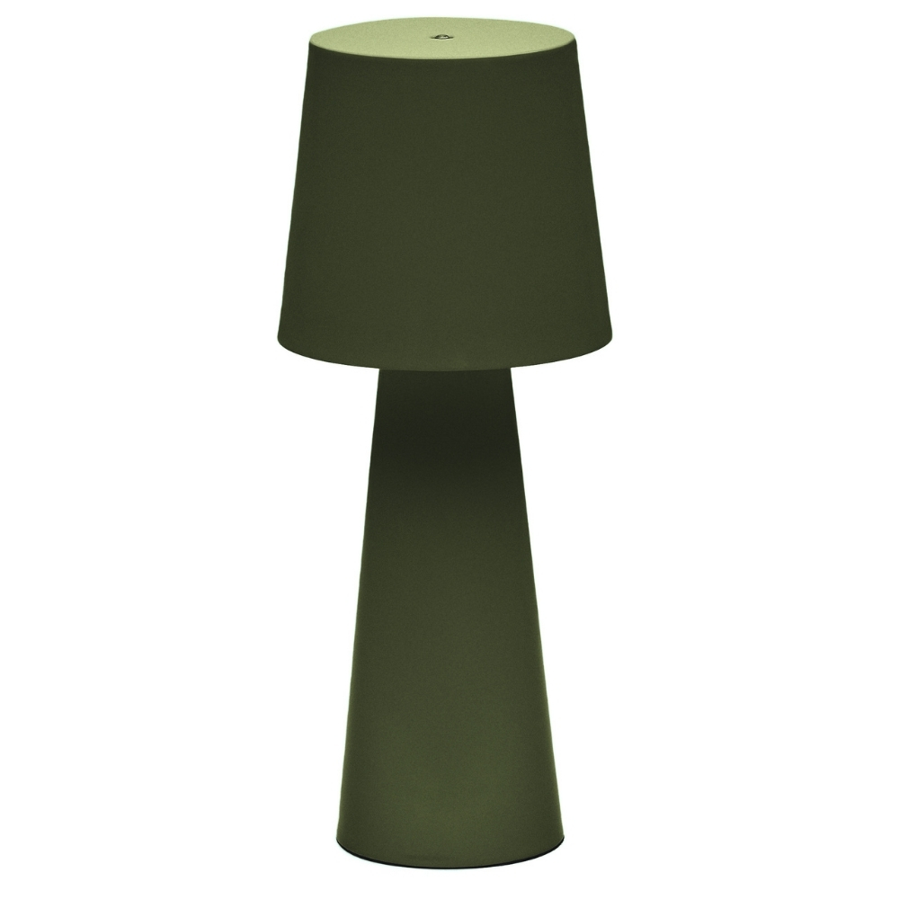 Kave Home Zelená kovová zahradní stolní LED lampa Arenys M