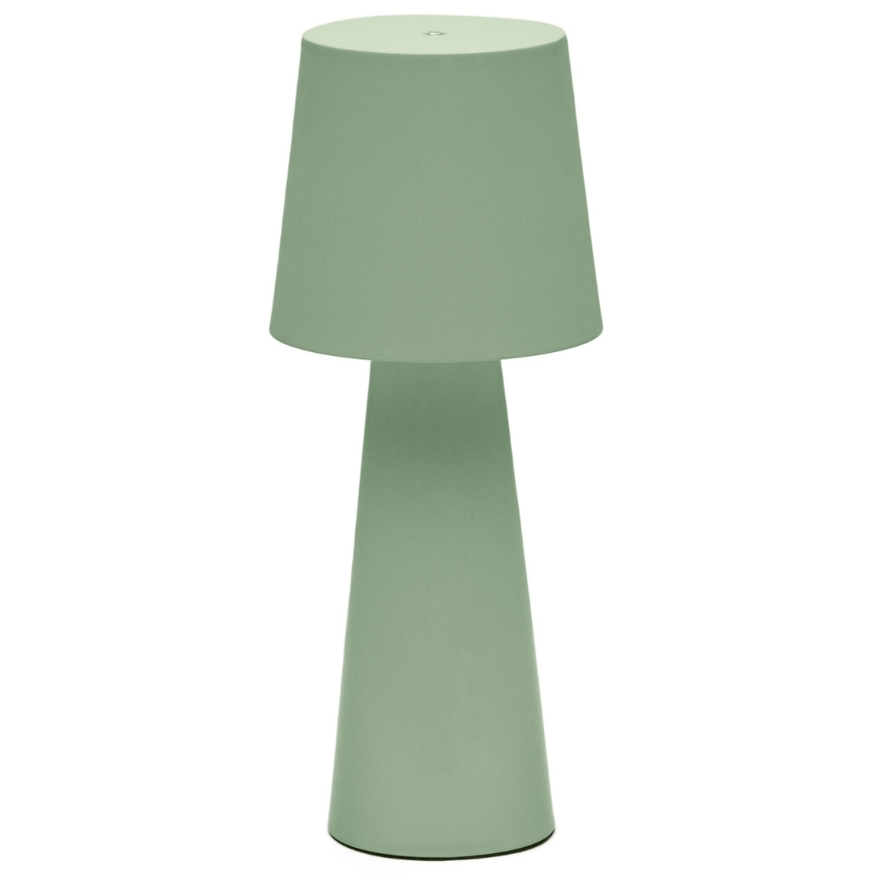 Kave Home Mátově zelená kovová zahradní stolní LED lampa Arenys M