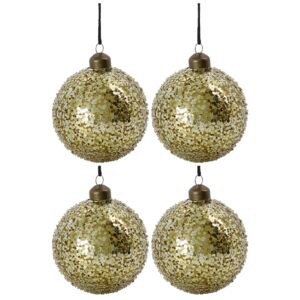 House Doctor Set čtyř zlatých skleněných vánočních ozdob Chosen 8 cm