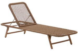 Kave Home Hnědé zahradní lehátko Dandara s dřevěnou podnoží