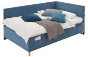 Modrá manšestrová postel Meise Möbel Cool II. 140 x 200 cm