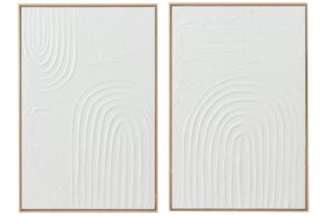 Set dvou bílých abstraktních obrazů J-line Dully 90 x 60 cm