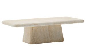 Kave Home Béžový cementový zahradní stolek Drasi 140 x 70 cm