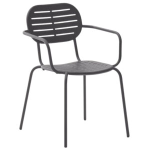 Kave Home Šedá kovová zahradní židle Brai s područkami