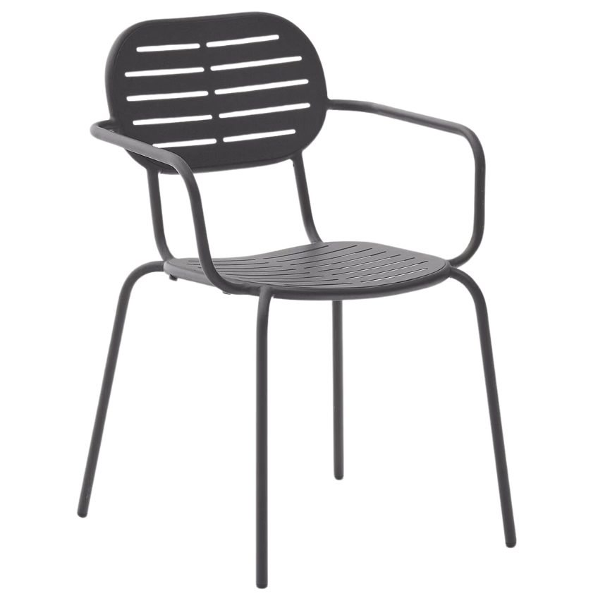 Kave Home Šedá kovová zahradní židle Brai s područkami