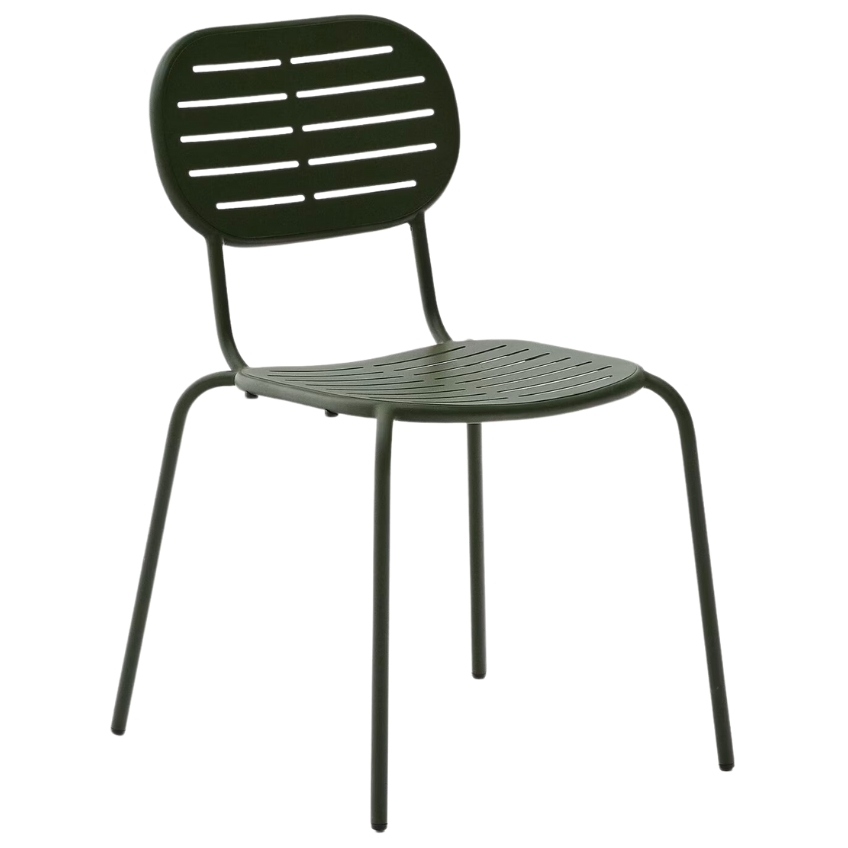 Kave Home Tmavě zelená kovová zahradní židle Brai