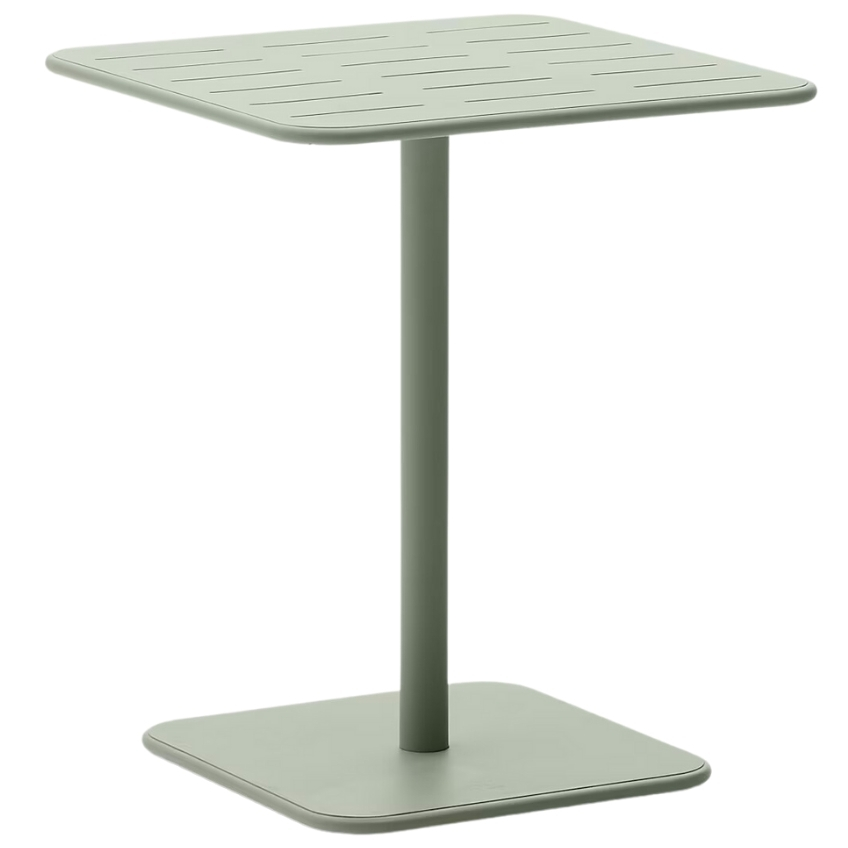 Kave Home Světle zelený kovový zahradní stůl Brai 70 x 70 cm