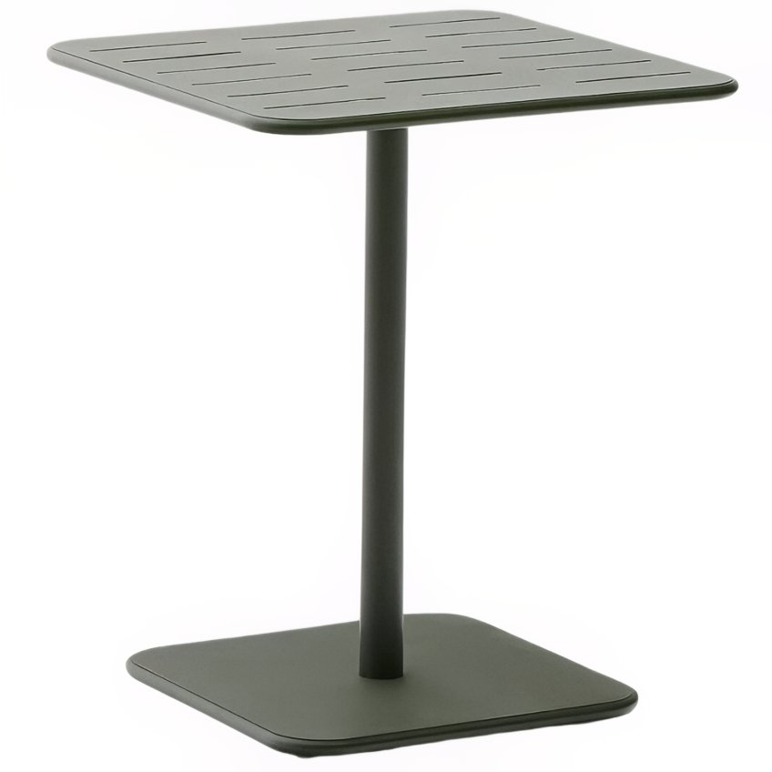 Kave Home Tmavě zelený kovový zahradní stůl Brai 70 x 70 cm