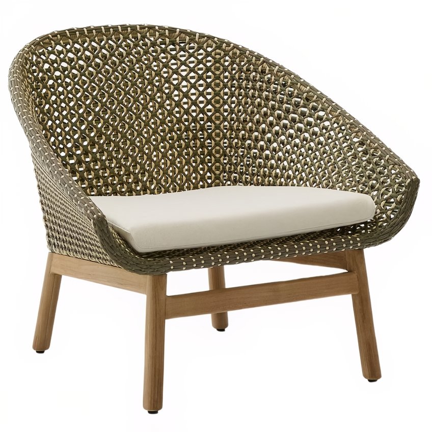 Kave Home Zelené zahradní křeslo z umělého ratanu Olbia