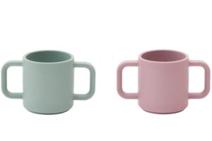 Kave Home Růžovo-zelený set dvou silikonových hrnků Lili 180 ml
